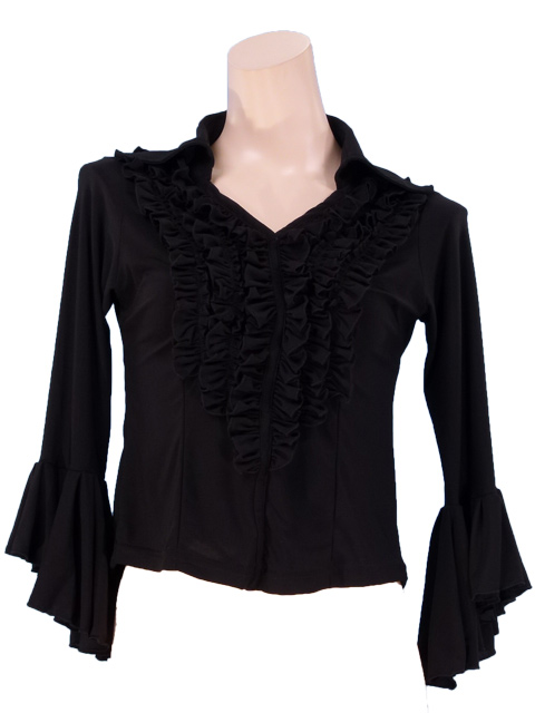 Flamenco Shirt Collar with Flounces and Ruffles/ Black / G842b ...