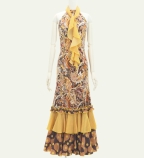 Flamenco Flare Velvet Dress with Frills / Paisley / JFD-9