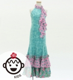 Kids Flamenco Velvet Dress with Frills/ Rose / JFDp-13