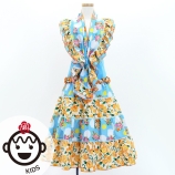 Kids Flamenco Tiered Skirt and Double Frilled Shawl Set / Bouquet & Dots / Light Blue & Orange / JFP...