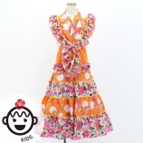 Kids Flamenco Tiered Skirt and Double Frilled Shawl Set / Bouquet & Dots / Light Orange & Pink / JFP...