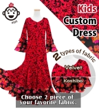 Kids Custom Flamenco Flare Velvet Dress with Frills / JCp128-mix