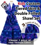 Kids Custom Flamenco Tiered Skirt & Double Frilled Shawl Set / JCp154-mix