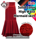 Kids Custom Flamenco High Waist Mermaid skirt with Velvet / JCp155-solid