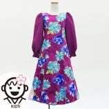Kids Japan Fabric Long Sleeve Dress with Peony Print / Purple / JWp007pu