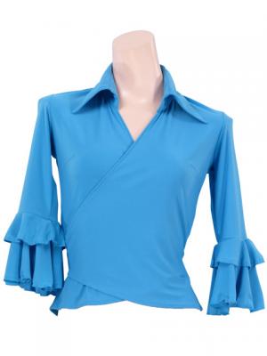 Flamenco Wrap Blouse with Flounces / Blue / G2480bl