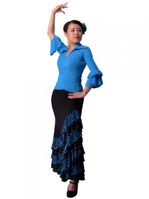 Flamenco Wrap Blouse with Flounces / Blue / G2480bl