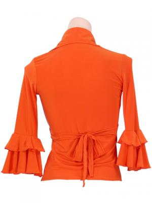 Flamenco Wrap Blouse with Flounces / Orange / G2480or