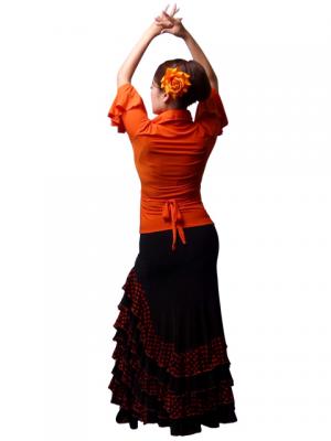 Flamenco Wrap Blouse with Flounces / Orange / G2480or