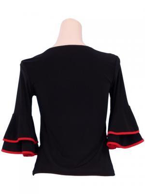 Flamenco Piping Blouse with Flounces and Ruffles/ Red Piping / G122