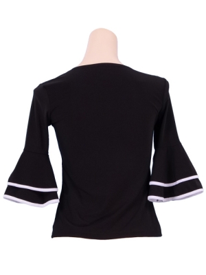 Flamenco Piping Blouse with Flounces and Ruffles/ White Piping / G141