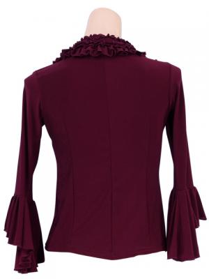 Flamenco Stand Collar Blouse with Flounces and Ruffles/ Wine / G1548