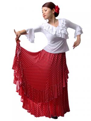 Flamenco White Cross Over Blouse with Flounces and Ruffles/ White / G156