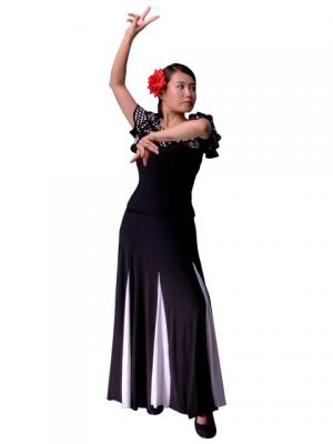 Flamenco Skirt with Contrast Panels / Black & White /G161w