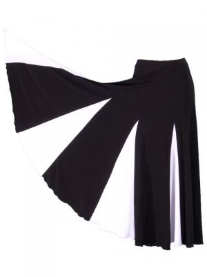 Flamenco Skirt with Contrast Panels / Black & White /G161w