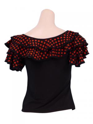 Polka Dot Ruffled Sleeve Flamenco Blouse/ Orange Dots / G1638o