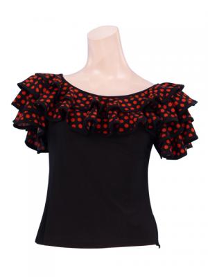 Polka Dot Ruffled Sleeve Flamenco Blouse/ Orange Dots / G1638o