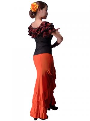 Polka Dot Ruffled Sleeve Flamenco Blouse/ Orange Dots / G1638o