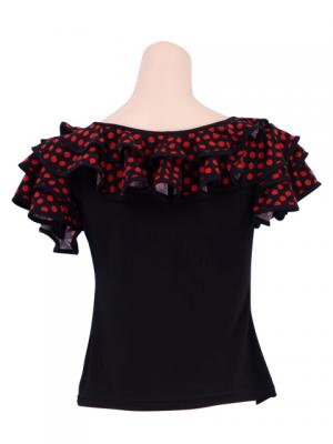 Polka Dot Ruffled Sleeve Flamenco Blouse/ Red Dots / G1638r