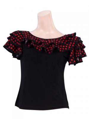 Polka Dot Ruffled Sleeve Flamenco Blouse/ Red Dots / G1638r