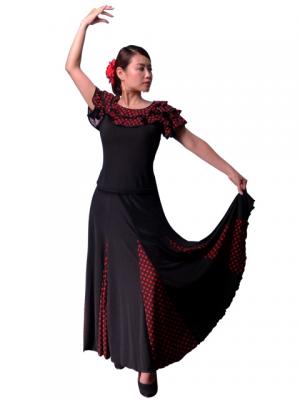Polka Dot Ruffled Sleeve Flamenco Blouse/ Red Dots / G1638r