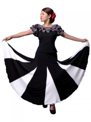 Polka Dot Ruffled Sleeve Flamenco Blouse/ White Dots / G1638w