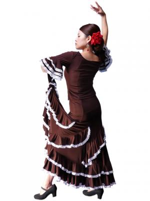Flamenco Blouse with Lace Flounces and Ruffles/ Brown / G1781br