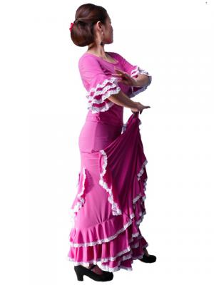 Flamenco Blouse with Lace Flounces and Ruffles/ Pink / G1781pi