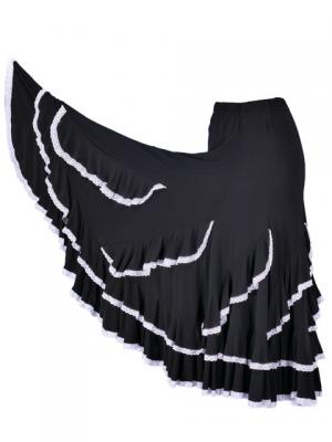 Flamenco Ruffles Skirt with Lace/ Black / G1782b