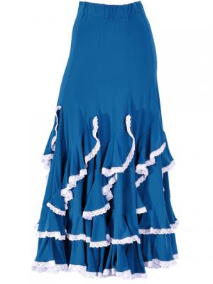 Flamenco Blouse & Skirt with Lace Flounces and Ruffles / Two-piece / Blue / G1784bl