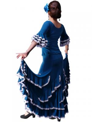 Flamenco Ruffles Skirt with Lace/ Blue / G1782bl