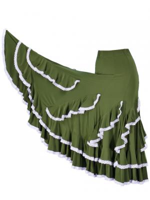 Flamenco Ruffles Skirt with Lace/ Green / G1782gr