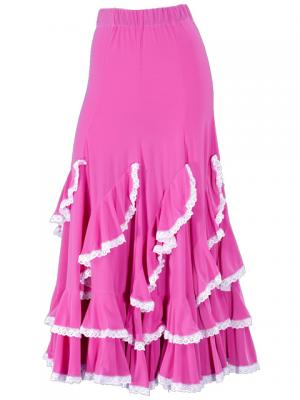 Flamenco Blouse & Skirt with Lace Flounces and Ruffles / Two-piece / Pink / G1784pi