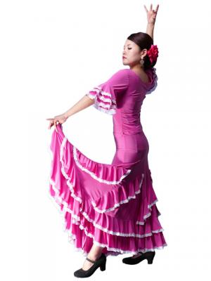 Flamenco Ruffles Skirt with Lace/ Pink / G1782pi