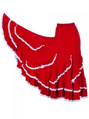 Flamenco Ruffles Skirt with Lace/ Red / G1782r