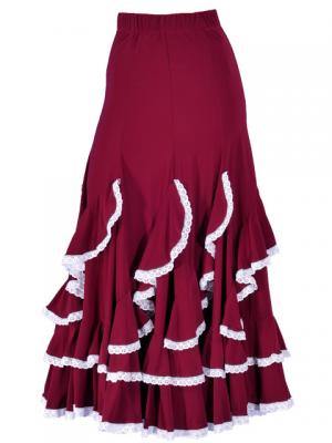 Flamenco Blouse & Skirt with Lace Flounces and Ruffles / Two-piece / Wine / G1784wi