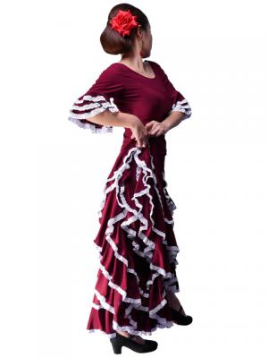 Flamenco Ruffles Skirt with Lace/ Wine / G1782wi