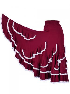 Flamenco Ruffles Skirt with Lace/ Wine / G1782wi
