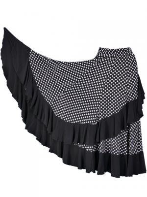 Flamenco Polka Dots Skirt with Frill/ Black&White Dot / G1783b
