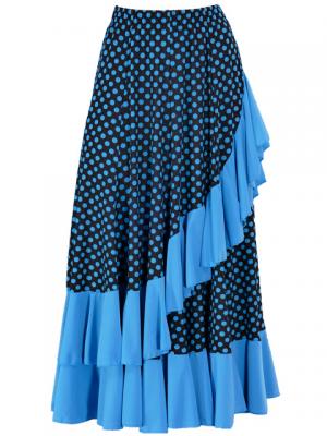 Flamenco Polka Dots Skirt with Frill/ Black&Blue Dot / G1783bl