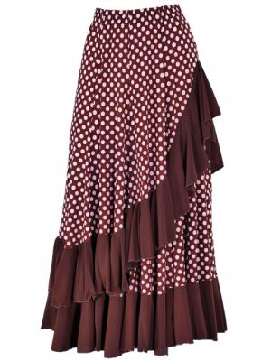 Flamenco Polka Dots Skirt with Frill/ Brown&White Dot / G1783br