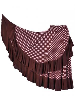Flamenco Polka Dots Skirt with Frill/ Brown&White Dot / G1783br