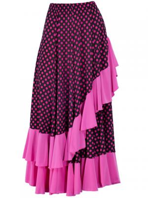 Flamenco Polka Dots Skirt with Frill/ Black&Pink Dot / G1783pi