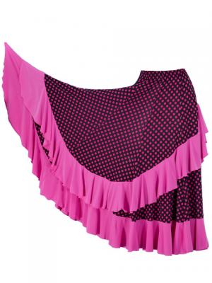 Flamenco Polka Dots Skirt with Frill/ Black&Pink Dot / G1783pi