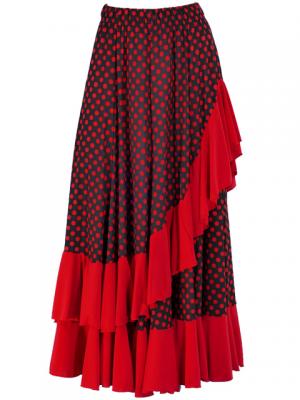 Flamenco Polka Dots Skirt with Frill/ Black&Red Dot / G1783r