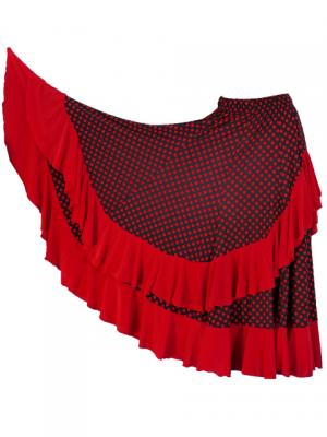 Flamenco Polka Dots Skirt with Frill/ Black&Red Dot / G1783r