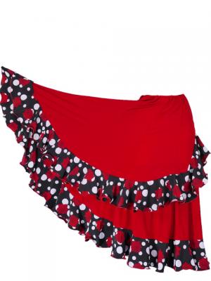Flamenco Polka Dots & Rose Printed Skirt with Frills/ Red / G1873r