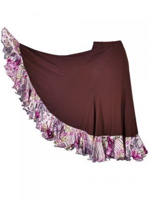 Flamenco Skirt with Rose & Paisley Frills/ Brown / G1900br