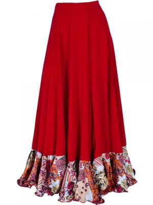 Flamenco Blouse & Skirt with Rose & Paisley Frills / Two-piece / Red / G1902r