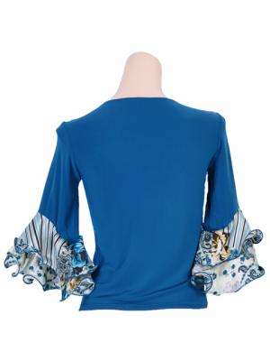 Flamenco Blouse with Rose & Paisley Frills/ Blue / G1901bl